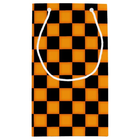 Oranje zwart cheque patroon kleine cadeautas (Achterkant)