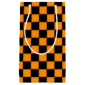 Oranje zwart cheque patroon kleine cadeautas (Voorkant)