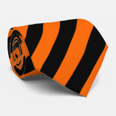 Oranje/zwart diagonaal strepen Stropdas (Opgerold)