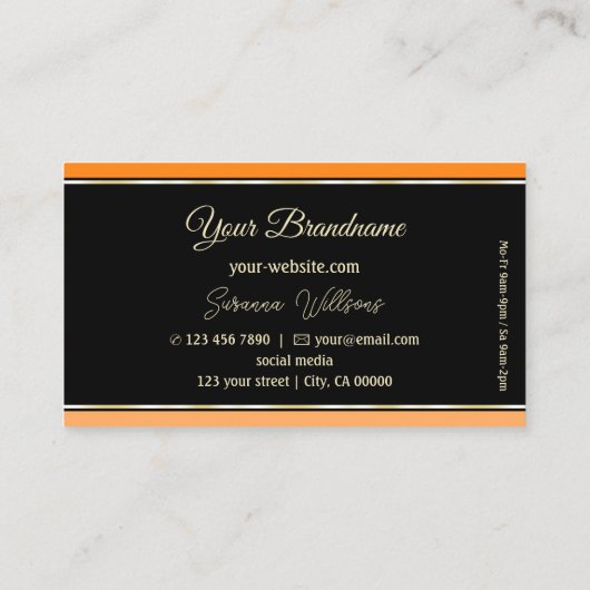Oranje zwart en peach strepen stijlvol met Logo Visitekaartje (Achterkant)