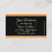 Oranje zwart en peach stripes afbeelding met monog visitekaartje (Achterkant)
