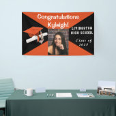 Oranje, zwart en wit Afstuderen Foto Spandoek