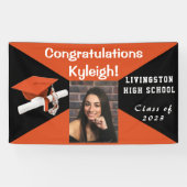 Oranje, zwart en wit Afstuderen Foto Spandoek