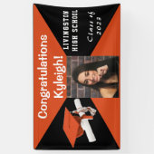 Oranje, zwart en wit Afstuderen Foto Spandoek