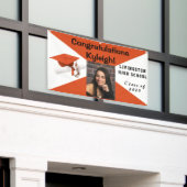 Oranje, zwart en wit Afstuderen Spandoek (Buitenkant Gebouw)
