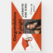 Oranje, zwart en wit Afstuderen Spandoek (Verticaal)