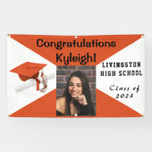 Oranje, zwart en wit Afstuderen Spandoek (Horizontaal)