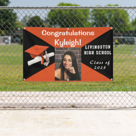 Oranje, zwart en wit Afstuderen Spandoek