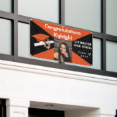 Oranje, zwart en wit Afstuderen Spandoek (Buitenkant Gebouw)