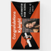 Oranje, zwart en wit Afstuderen Spandoek (Verticaal)