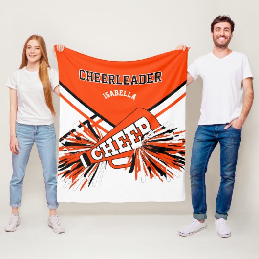 Oranje, zwart en wit 📣 Cheerleader Fleece Deken (In situ)