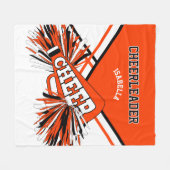Oranje, zwart en wit 📣 Cheerleader Fleece Deken (Voorkant (Horizontaal))