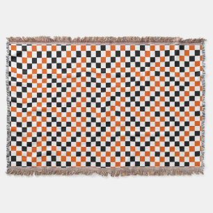Oranje Zwart en Wit Geruit Deken