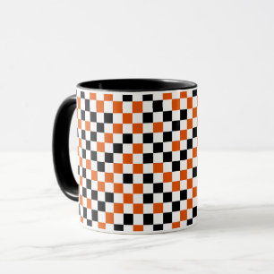 Oranje Zwart en Wit Geruit Mok