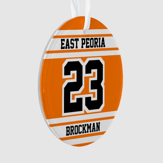 Oranje, zwart en wit Jersey Ornament (voorkant)