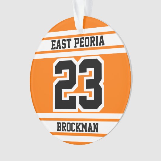 Oranje, zwart en wit Jersey Ornament (voorkant)