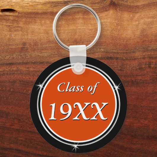 Oranje, zwart en wit, klasse reünie-Souvenirs Sleutelhanger (Achterkant)