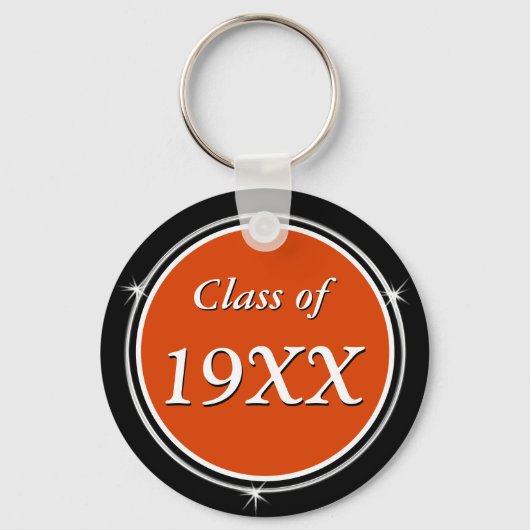 Oranje, zwart en wit, klasse reünie-Souvenirs Sleutelhanger (Achterkant)