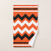 Oranje zwart en wit, recht Zig gepatterd Bad Handdoek (Handdoek)