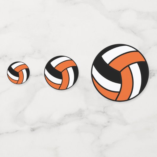 Oranje, zwart en wit volleybal confetti (Voorkanten)