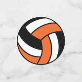 Oranje, zwart en wit volleybal confetti (Kleine voorkant)