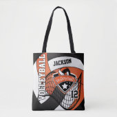 Oranje, zwart en wit volleybal tote bag (Voorkant)