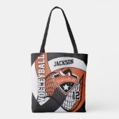 Oranje, zwart en wit volleybal tote bag (Achterkant)