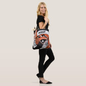 Oranje, zwart en wit volleybal tote bag (Op model)