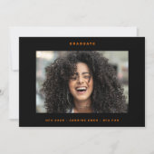 Oranje zwart funky foto college foto Afstuderen Aankondiging (Voorkant)