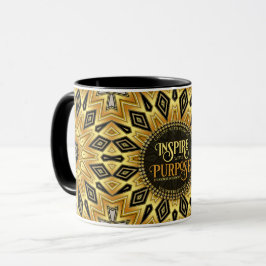 Oranje Zwart Geel Art Deco Mandala Mok