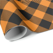 Oranje zwart geruit | Buffel controleert patroon Cadeaupapier (Rol Hoek)