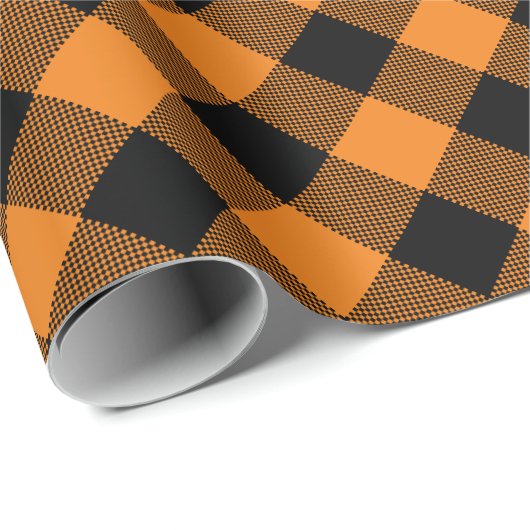 Oranje zwart geruit | Buffel controleert patroon Cadeaupapier (Rol Hoek)