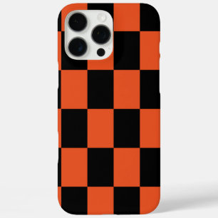 Oranje zwart geruit controlepatroon iPhone 16 pro max hoesje