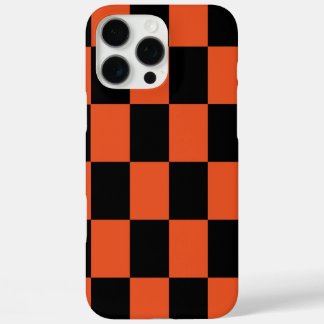 Oranje zwart geruit controlepatroon iPhone 16 pro max hoesje