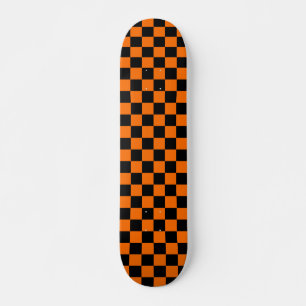 Oranje Zwart Geruit Controlepatroon Persoonlijk Skateboard