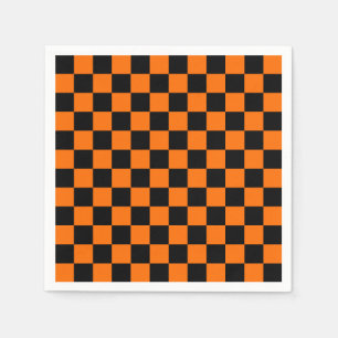 Oranje Zwart Geruit Geruit Patroon Servet