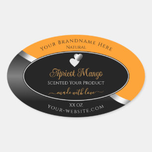 Oranje Zwart Golf Silver Cute Hartjes Productlabel Ovale Sticker