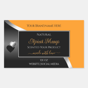 Oranje Zwart Golfend Zilver Cute Hartjes Productla Rechthoekige Sticker