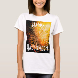 Oranje Zwart Griezelig Spookachtig Spinnenweb T-Sh T-shirt