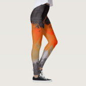 Oranje zwart grijs Abstract schilderen Leggings (Rechts)