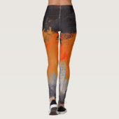 Oranje zwart grijs Abstract schilderen Leggings (Achterkant)