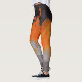 Oranje zwart grijs Abstract schilderen Leggings (Links)