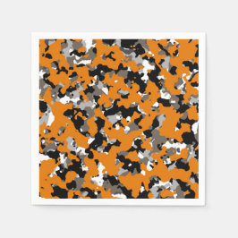 Oranje Zwart Grijs Tan Camouflage Camo Print Feest Servet