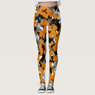 Oranje Zwart Grijs Tan Camouflage Camo Print Leggings