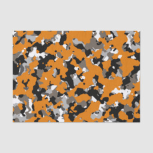 Oranje Zwart Grijs Taupe Camouflage Camo Print Fee Tissuepapier