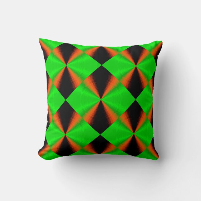 Oranje zwart Groen Kussen (Voorkant)