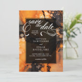 Oranje zwart Halloween bruiloft uitnodiging (Staand voorkant)