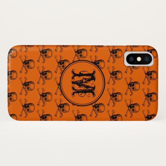Oranje zwart Halloween gepersonaliseerd monogram Case-Mate iPhone Case (Achterkant (horizontaal))