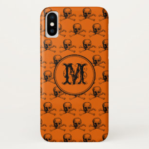 Oranje zwart Halloween gepersonaliseerd monogram Case-Mate iPhone Case