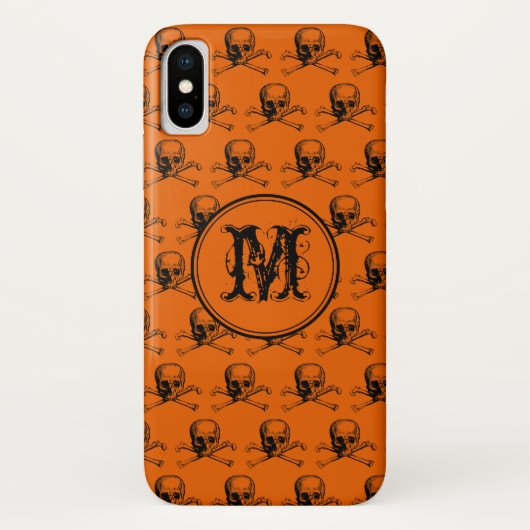 Oranje zwart Halloween gepersonaliseerd monogram Case-Mate iPhone Case (Achterkant)